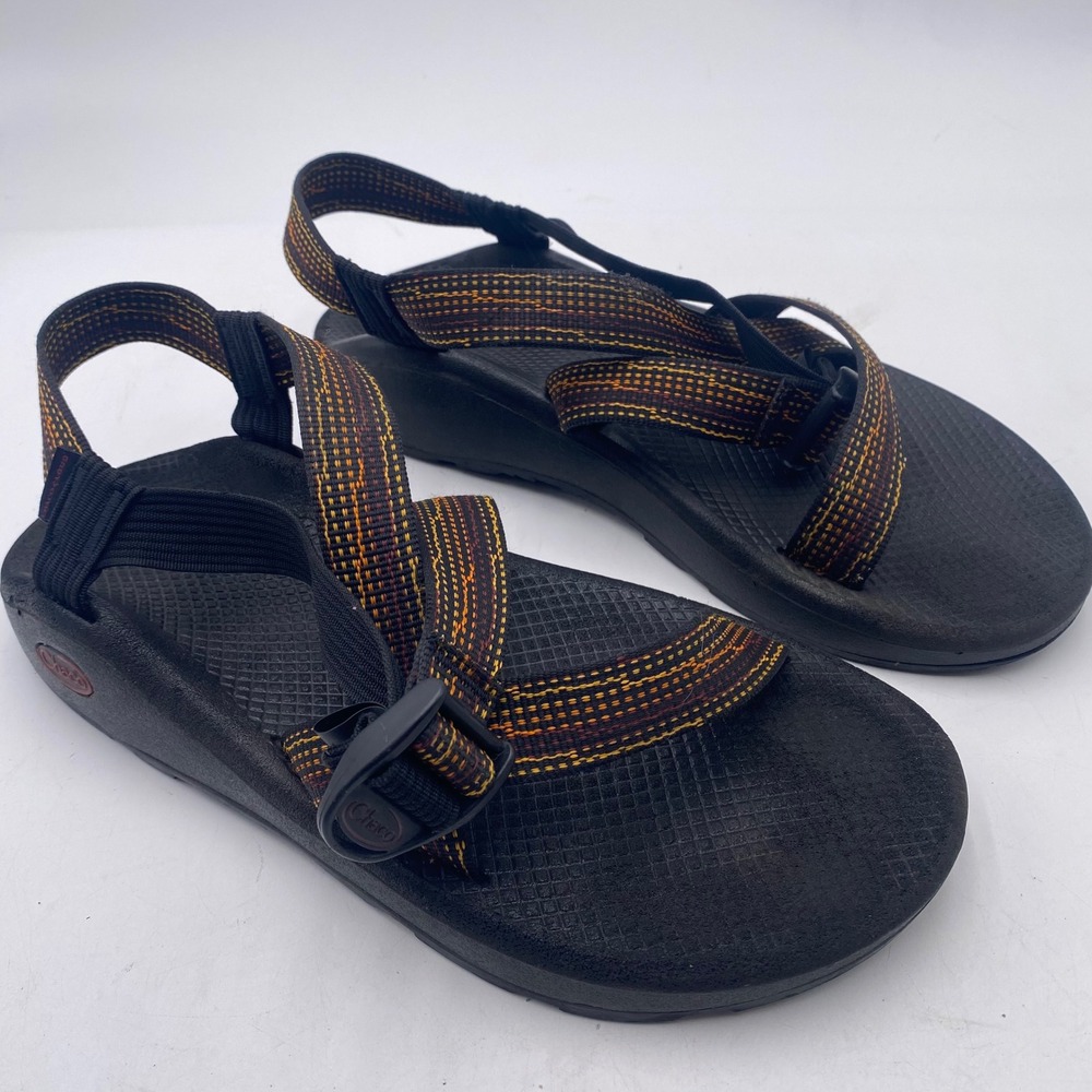 Chaco Z/Cloud Sandals Mens 11 Black Orange Brown Hiking Water Sport Strappy R-1